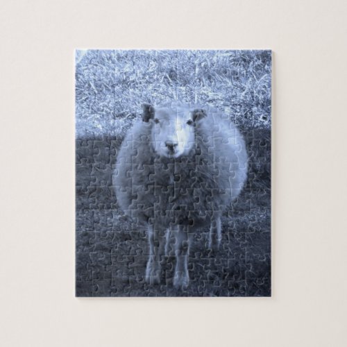 Blue and White  Mother sheep Jigsaw Puzzle