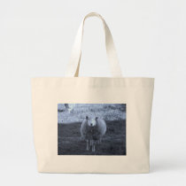 Blue and White  Mother sheep Large Tote Bag