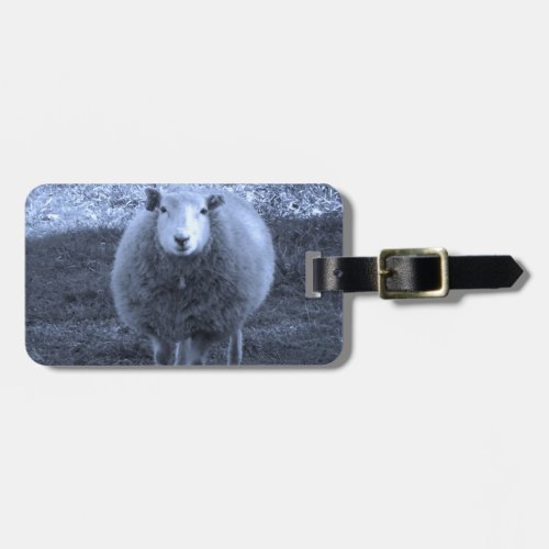 Blue and White  Mother sheep Luggage Tag