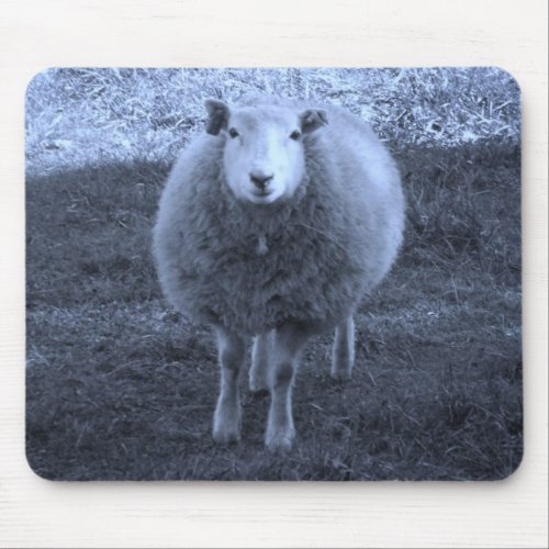 Blue and White  Mother sheep Mouse Pad
