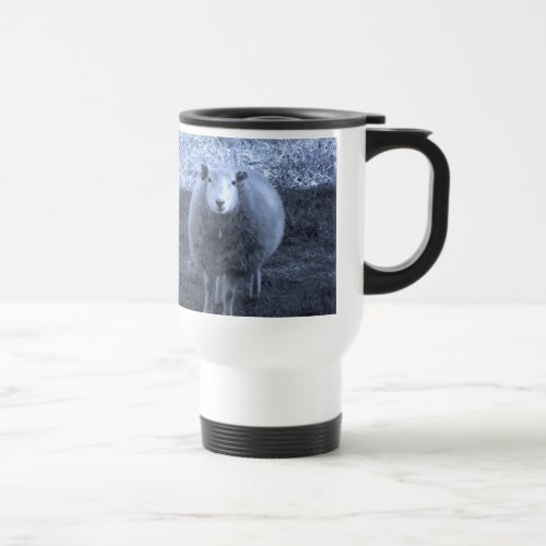 Blue and White  Mother sheep Travel Mug