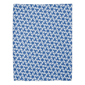 Blue And White Motif | Geometric Star Pattern Duvet Cover