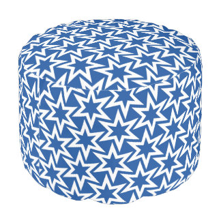Blue And White Motif | Geometric Star Pattern Pouf