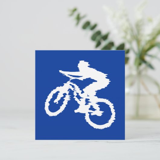 Blue and White Mountain Bike (Standing Front)