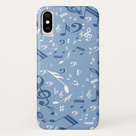 Blue And White Music Notes Random Pattern Iphone Xs Case