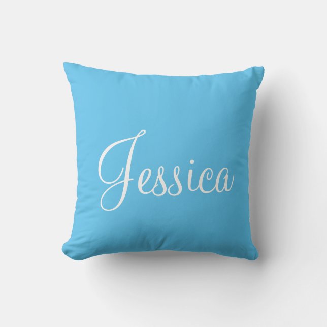  Blue and White Name Giftable Throw Pillow (Front)