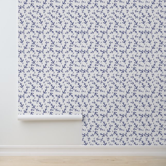 Blue and white nautical anchors  wallpaper  (Application)