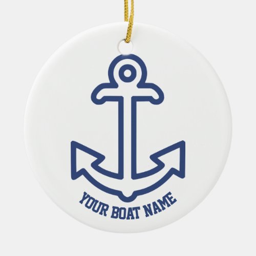 Blue and White Nautical Boat Anchor Ornament