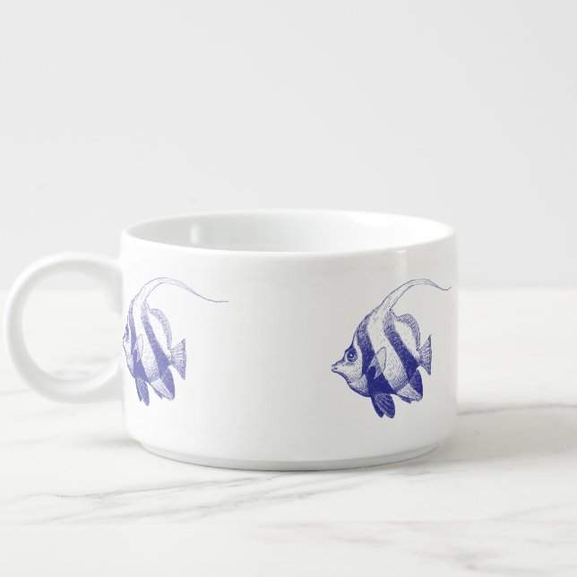 Blue and White Nautical Chili Bowl (Right)