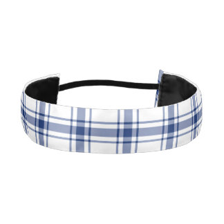 Blue and White Nautical Plaid Athletic Headband