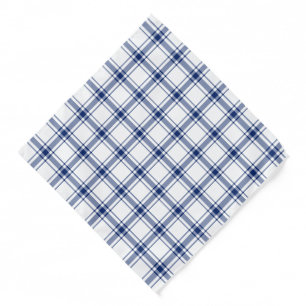 Blue and White Nautical Plaid Bandana
