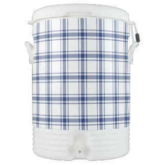 Blue and White Nautical Plaid Beverage Cooler