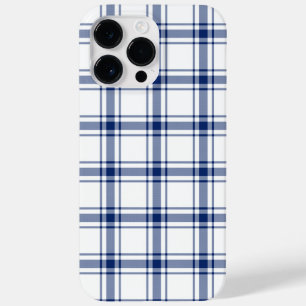 Blue and White Nautical Plaid Case-Mate iPhone 14 Pro Max Case