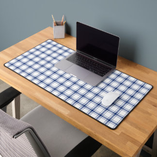 Blue and White Nautical Plaid Desk Mat
