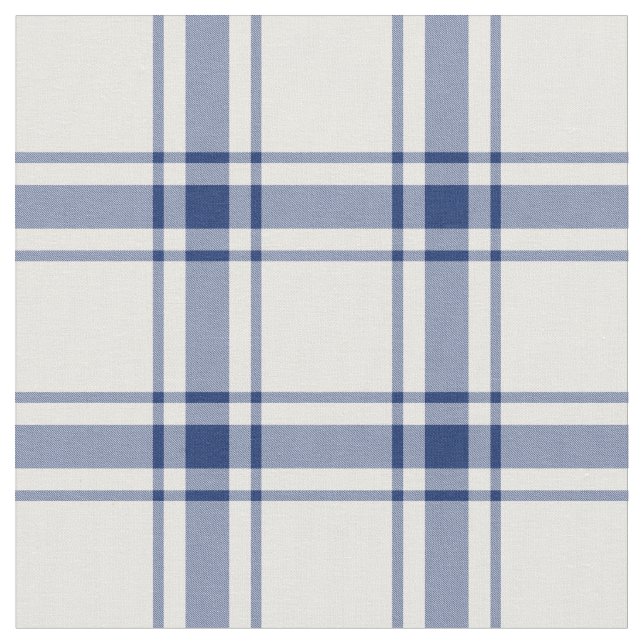 Blue and White Nautical Plaid Fabric (Close Up)
