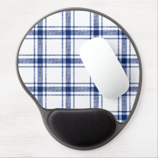 Blue and White Nautical Plaid Gel Mouse Pad