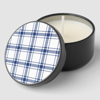 Blue and White Nautical Plaid Mini Candle Favors
