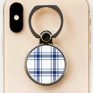Blue and White Nautical Plaid Phone Ring Stand