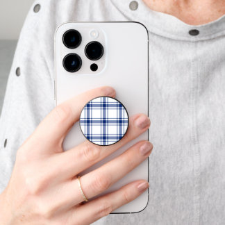 Blue and White Nautical Plaid PopSocket