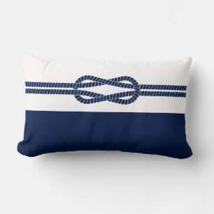 Blue and White, Nautical Rope - Maritime Lumbar Pillow