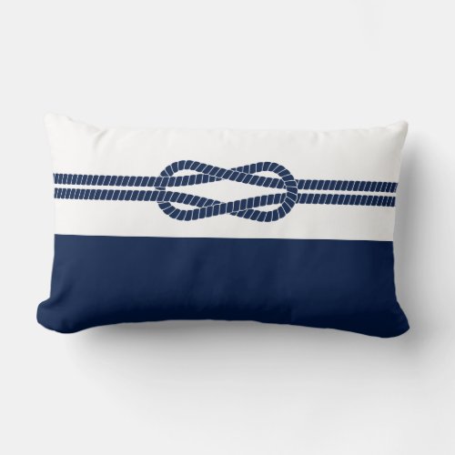 Blue and White Nautical Rope _ Maritime Lumbar Pillow