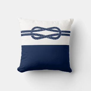 Blue and White, Nautical Rope - Maritime Throw Pillow