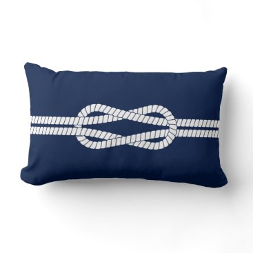 Blue and White Nautical Sailor Knot Lumbar Pillow