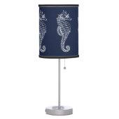 Blue and White Nautical Seahorse Table Lamp (Left)