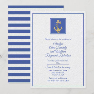 Blue and White Nautical Themed Wedding Invitation
