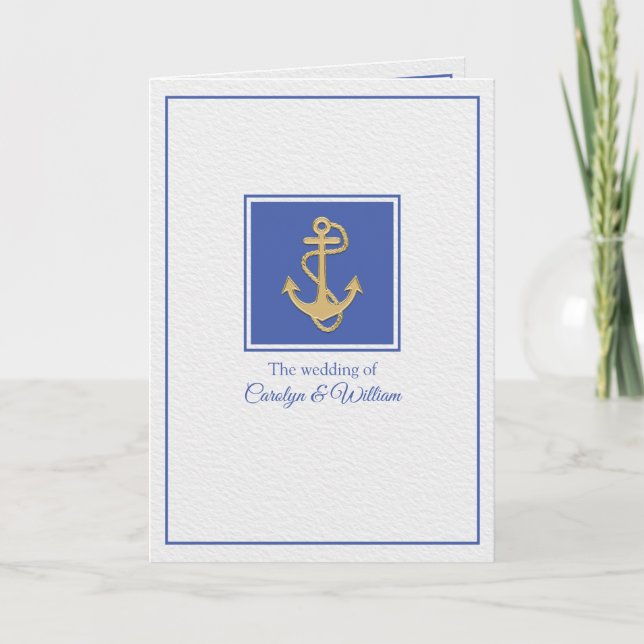 Blue and White Nautical Themed Wedding Invitation (Front)