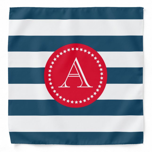 Blue and white navy pattern bandana (Front)