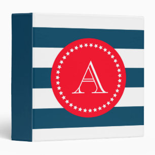Blue and white navy pattern binder