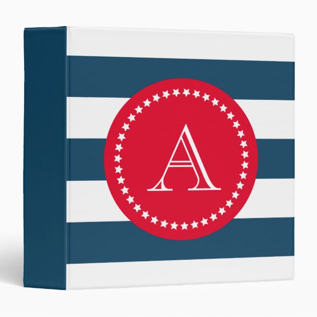 Blue and white navy pattern binder (Front/Spine)