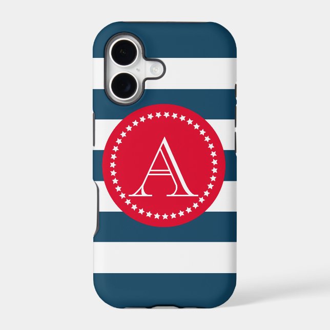 Blue and white navy pattern iphone case (Back)