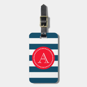 Blue and white navy pattern luggage tag