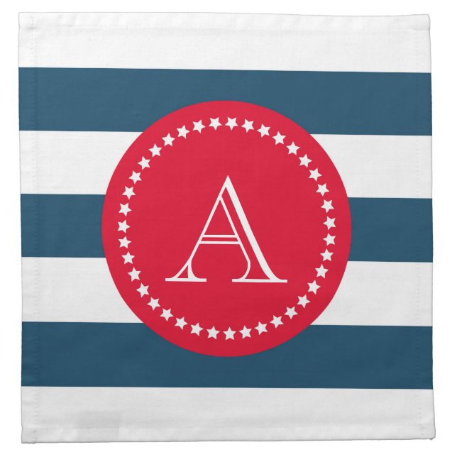 Blue and white navy pattern napkin (Front)