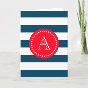 Blue and white navy pattern note card
