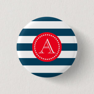 Blue and white navy pattern pinback button