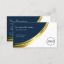 Blue and White Noble Gold Decor with Logo Stylish Business Card