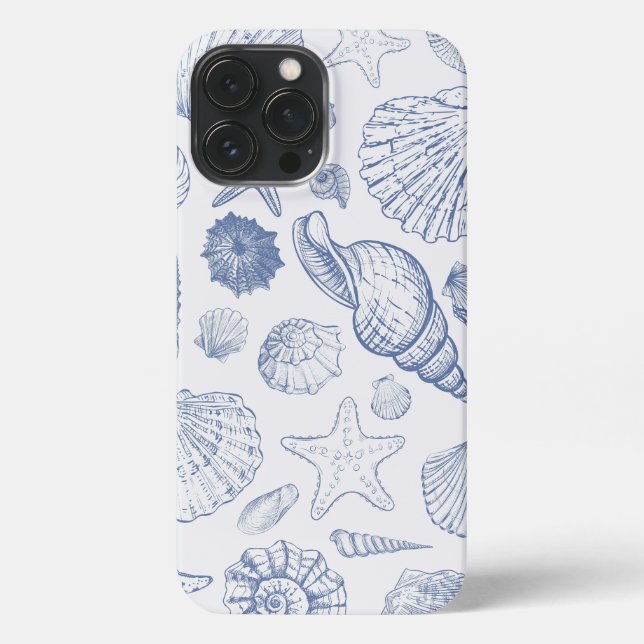 Blue and White Ocean Shells and Creatures  case (Back)