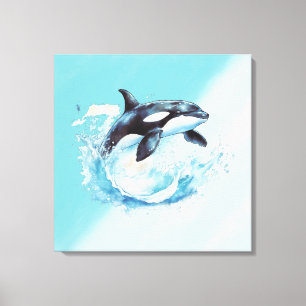 Blue and White Ocra Ocean Beach Nautical Canvas Print