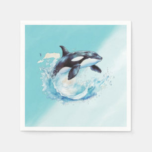 Blue and White Ocra Ocean Beach Nautical Napkins