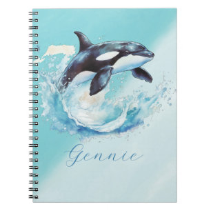 Blue and White Ocra Ocean Beach Nautical Notebook