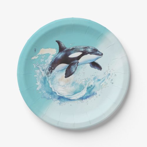 Blue and White Ocra Ocean Beach Nautical Paper Plates