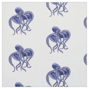Blue and white Octopus Fabric