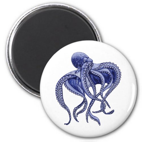 Blue and white Octopus  Magnet