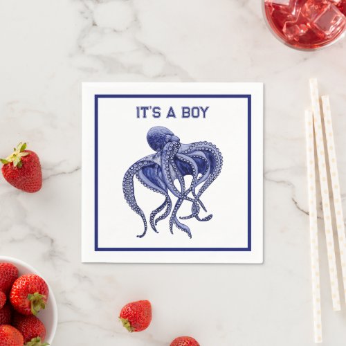 Blue and white Octopus  Napkins
