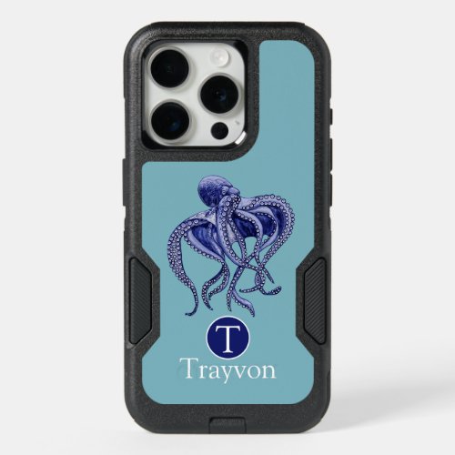 Blue and white Octopus  iPhone 15 Pro Case