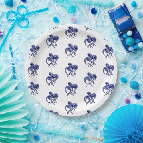 Blue and white Octopus  Paper Plates