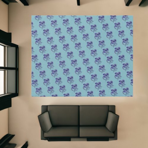 Blue and white Octopus  Rug